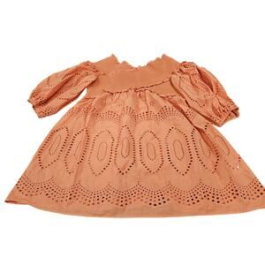 Sachin & Babi x Anthropologie Orange Eyelet Criss-Cross Babydoll Top Shirt Sz XS